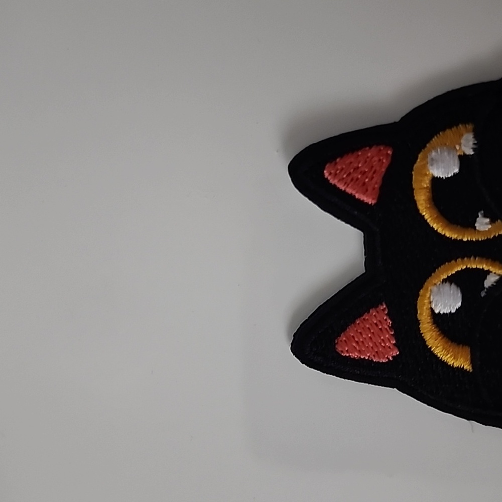 Peekaboo Black Cat  Iron on Patch